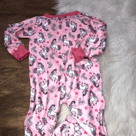 Mon petit Little Girls 18 Months Pink Unicorn Footed Pajamas - Picture 2 of 4